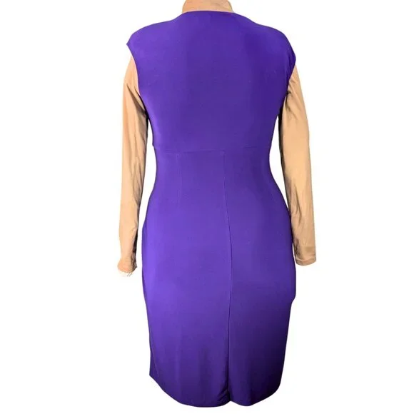 Lauren Ralph Lauren Wmns 12 Purple V-Neck Stretch Sleeveless Cocktail Dress - Picture 4 of 9